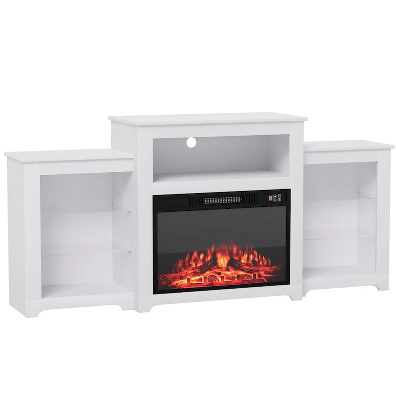 Meuble TV de 81 cm de hauteur avec cheminée, pour téléviseurs jusqu'à 80 po - Télécommande, chauffage écoénergétique, bande lumineuse de 16 couleurs