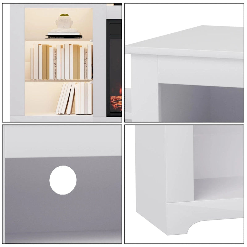 Meuble TV de 81 cm de hauteur avec cheminée, pour téléviseurs jusqu'à 80 po - Télécommande, chauffage écoénergétique, bande lumineuse de 16 couleurs