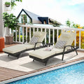 Outdoor Long Reclining Chair Set of 2 with Cushions