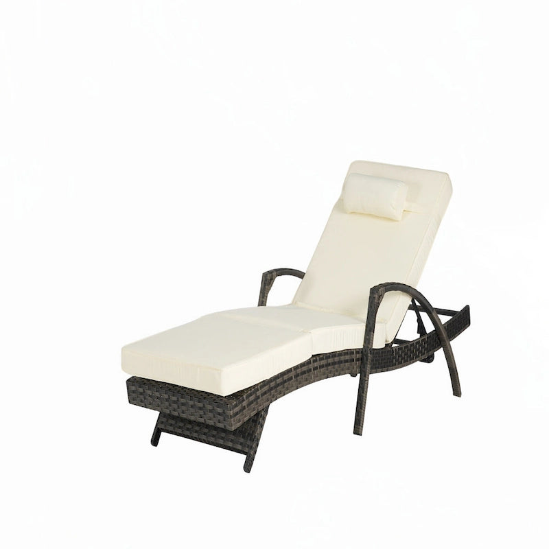 Outdoor Long Reclining Chair Set of 2 with Cushions