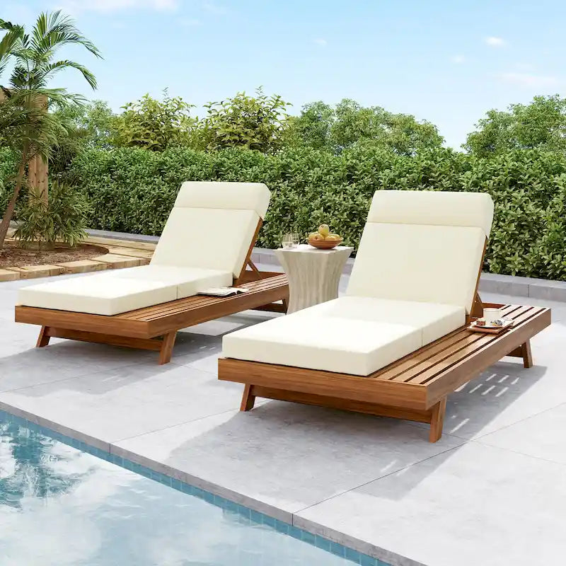 Christopher Knight Home - Lot de 2 chaises longues d'extérieur réglables Harrison en acacia
