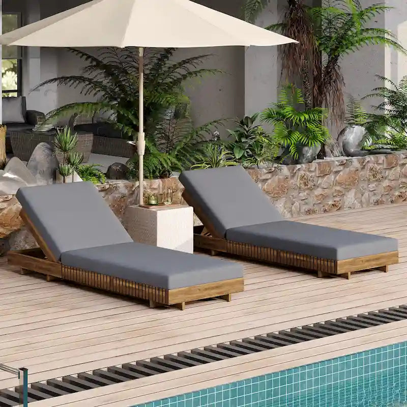 Christopher Knight Home - Ensemble de chaises longues d'extérieur en bois d'acacia Samuel