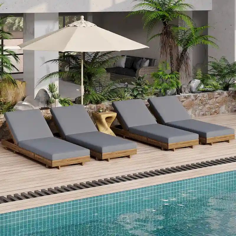 Christopher Knight Home - Ensemble de chaises longues d'extérieur en bois d'acacia Samuel