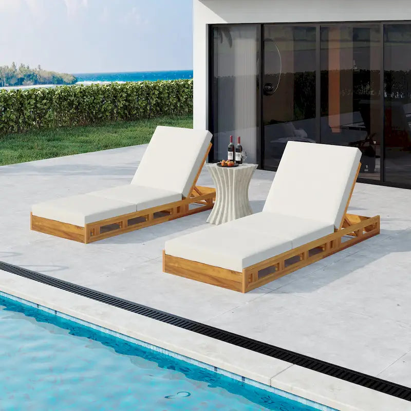 Christopher Knight Home - Lot de chaises longues de patio en bois d'acacia Isabella