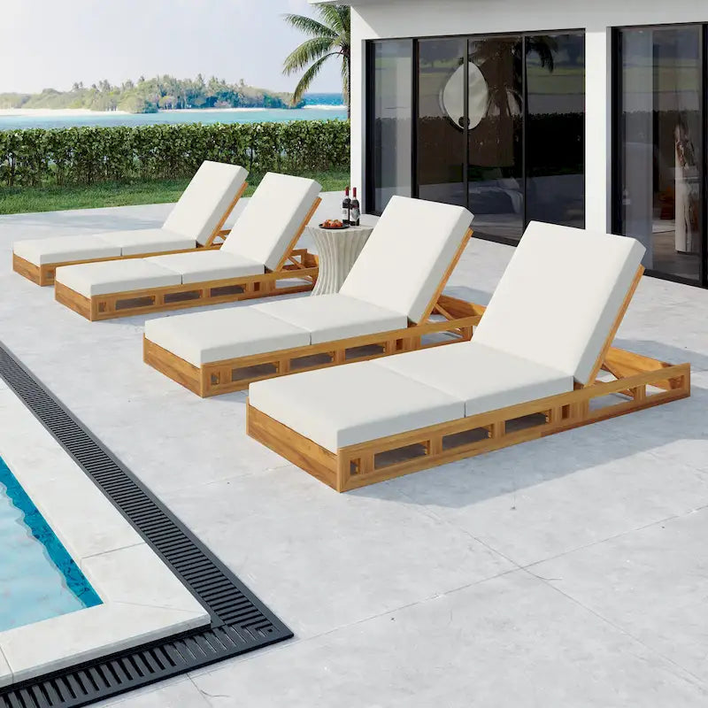 Christopher Knight Home - Lot de chaises longues de patio en bois d'acacia Isabella