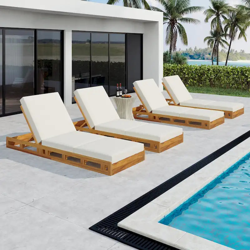 Christopher Knight Home - Lot de chaises longues de patio en bois d'acacia Isabella