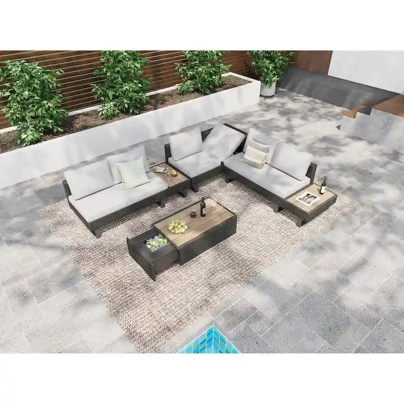 Ensemble de meubles de patio en osier diamant 6 places