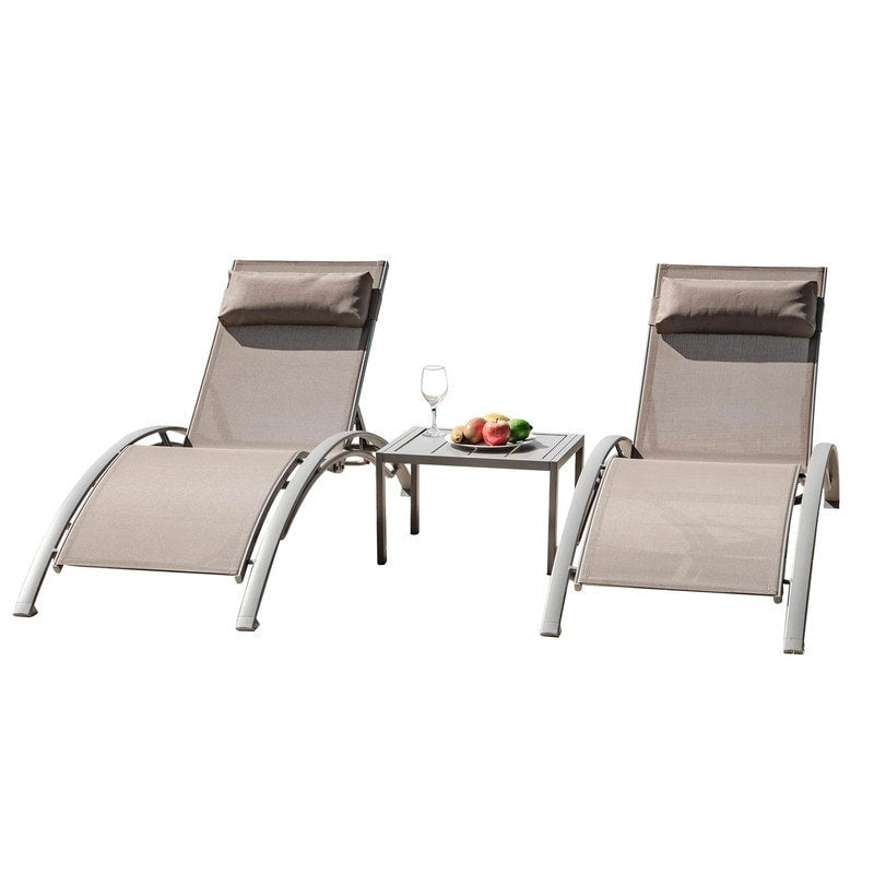 Ensemble de chaises longues de patio en aluminium Domi Outdoor Living – Design incurvé, positions réglables et construction durable – N/A