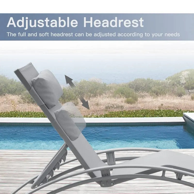Ensemble de chaises longues de patio en aluminium Domi Outdoor Living – Design incurvé, positions réglables et construction durable – N/A