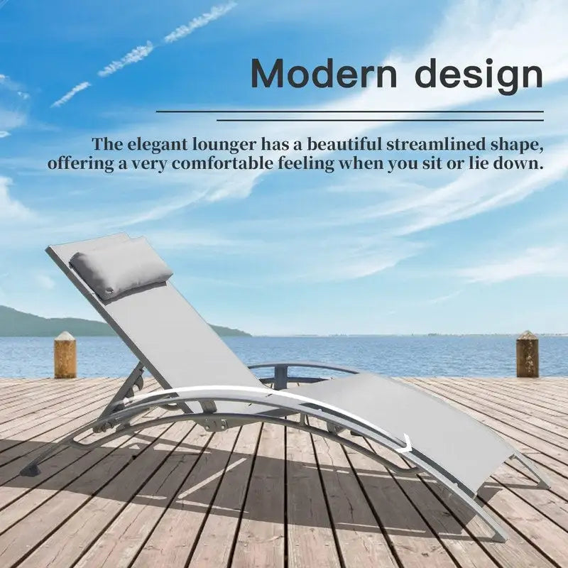 Ensemble de chaises longues de patio en aluminium Domi Outdoor Living – Design incurvé, positions réglables et construction durable – N/A
