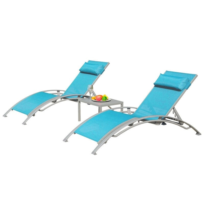 Ensemble de chaises longues de patio en aluminium Domi Outdoor Living – Design incurvé, positions réglables et construction durable – N/A