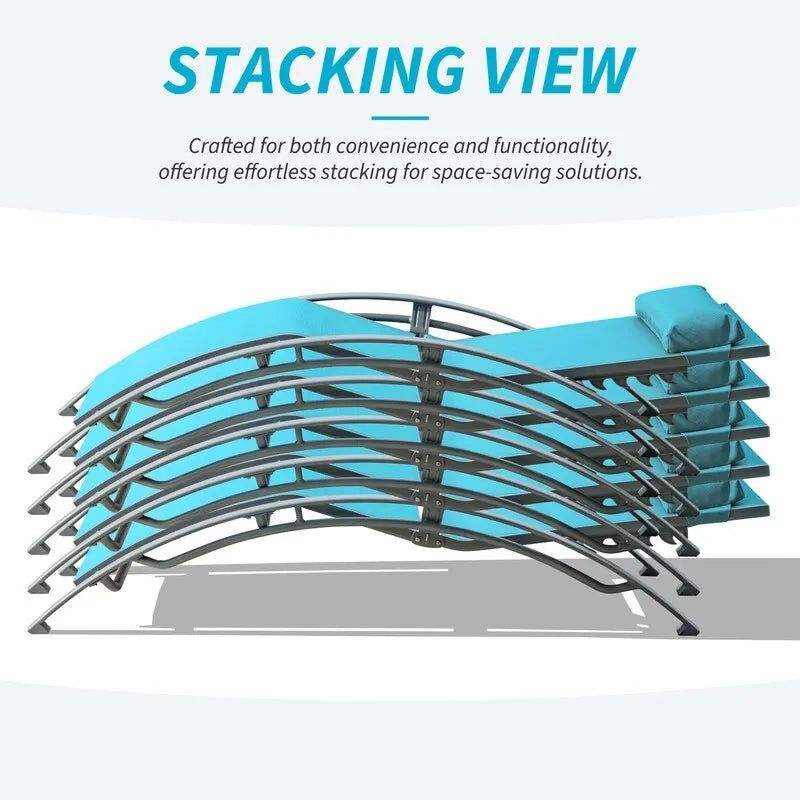 Ensemble de chaises longues de patio en aluminium Domi Outdoor Living – Design incurvé, positions réglables et construction durable – N/A