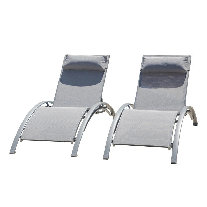 Ensemble de chaises longues de patio en aluminium Domi Outdoor Living – Design incurvé, positions réglables et construction durable – N/A