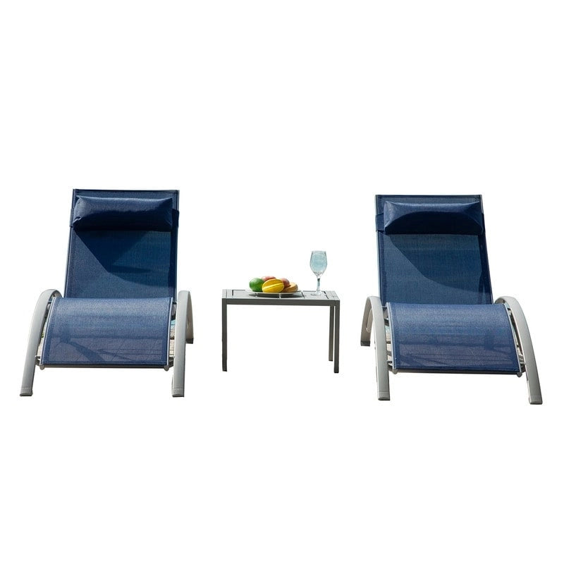 Ensemble de chaises longues de patio en aluminium Domi Outdoor Living – Design incurvé, positions réglables et construction durable – N/A