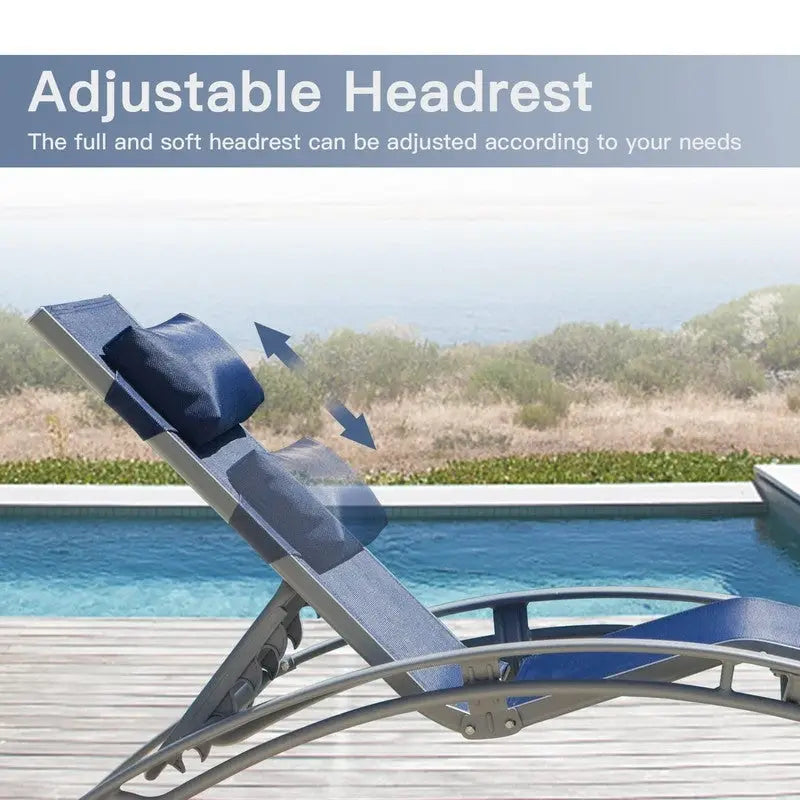 Ensemble de chaises longues de patio en aluminium Domi Outdoor Living – Design incurvé, positions réglables et construction durable – N/A