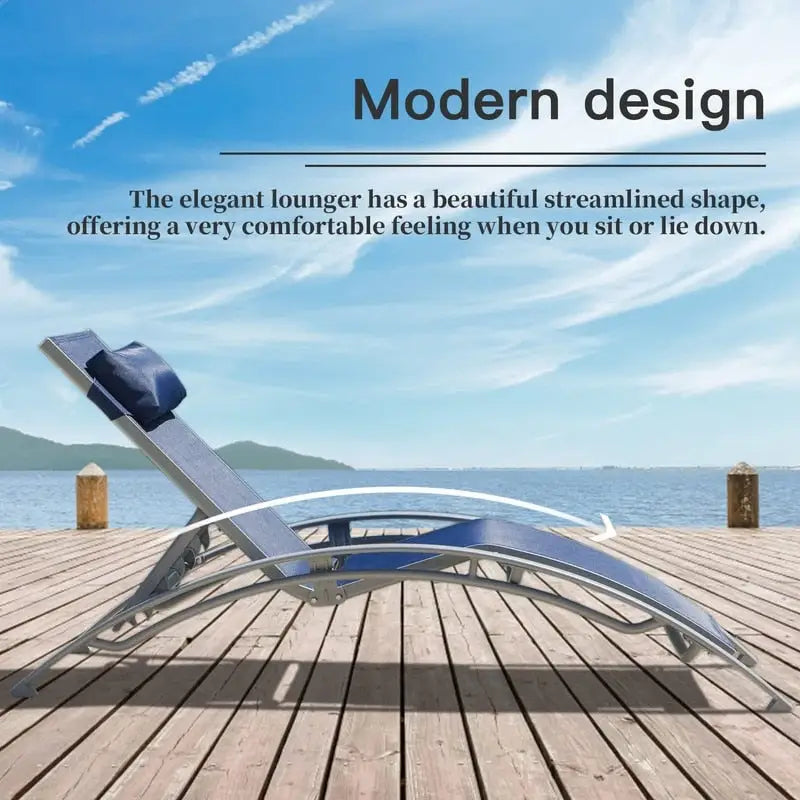 Ensemble de chaises longues de patio en aluminium Domi Outdoor Living – Design incurvé, positions réglables et construction durable – N/A