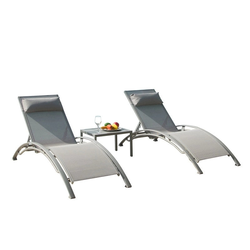 Ensemble de chaises longues de patio en aluminium Domi Outdoor Living – Design incurvé, positions réglables et construction durable – N/A
