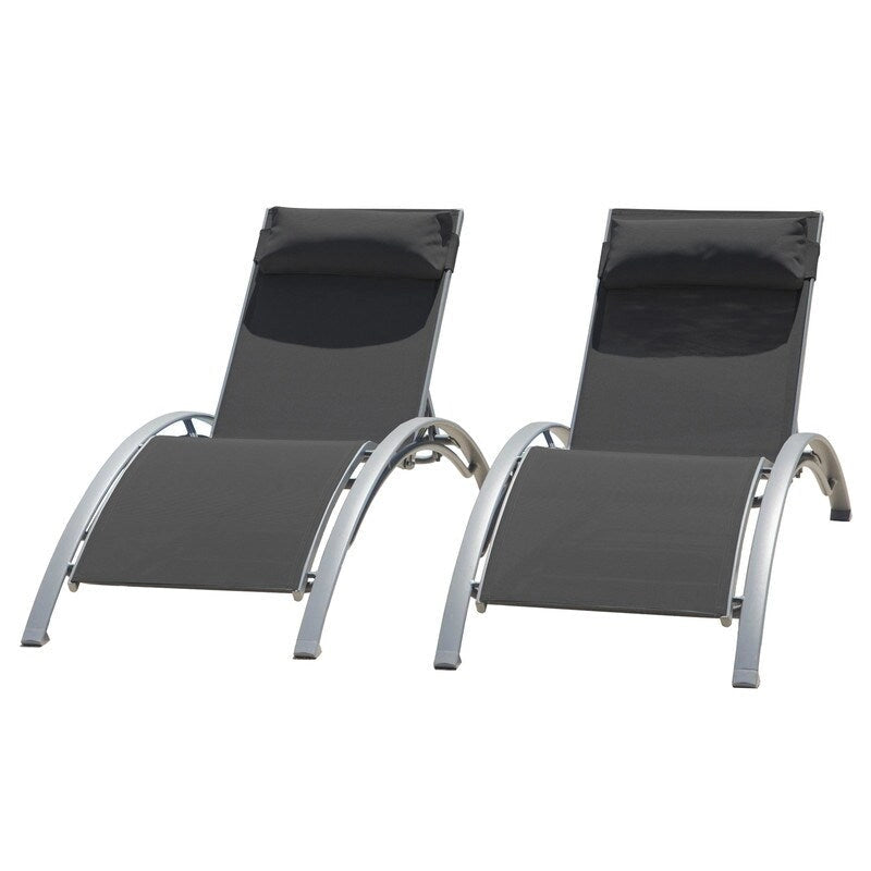 Ensemble de chaises longues de patio en aluminium Domi Outdoor Living – Design incurvé, positions réglables et construction durable – N/A