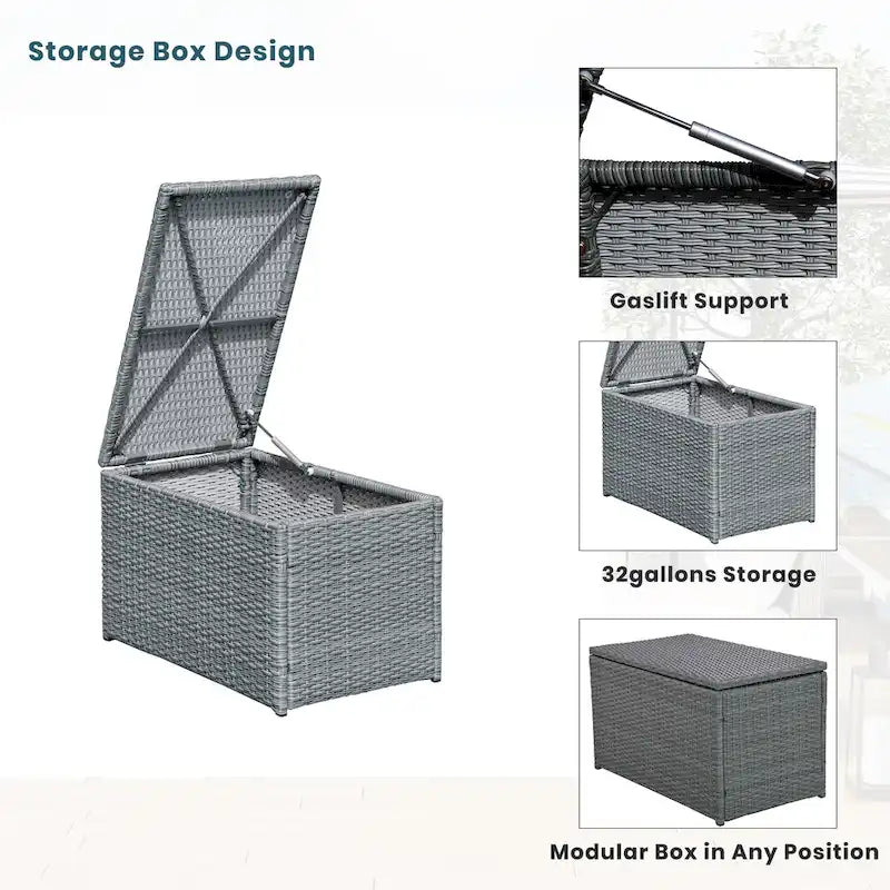 Canapé d'angle modulable 10 places en rotin pour l'extérieur avec table basse et tables d'appoint