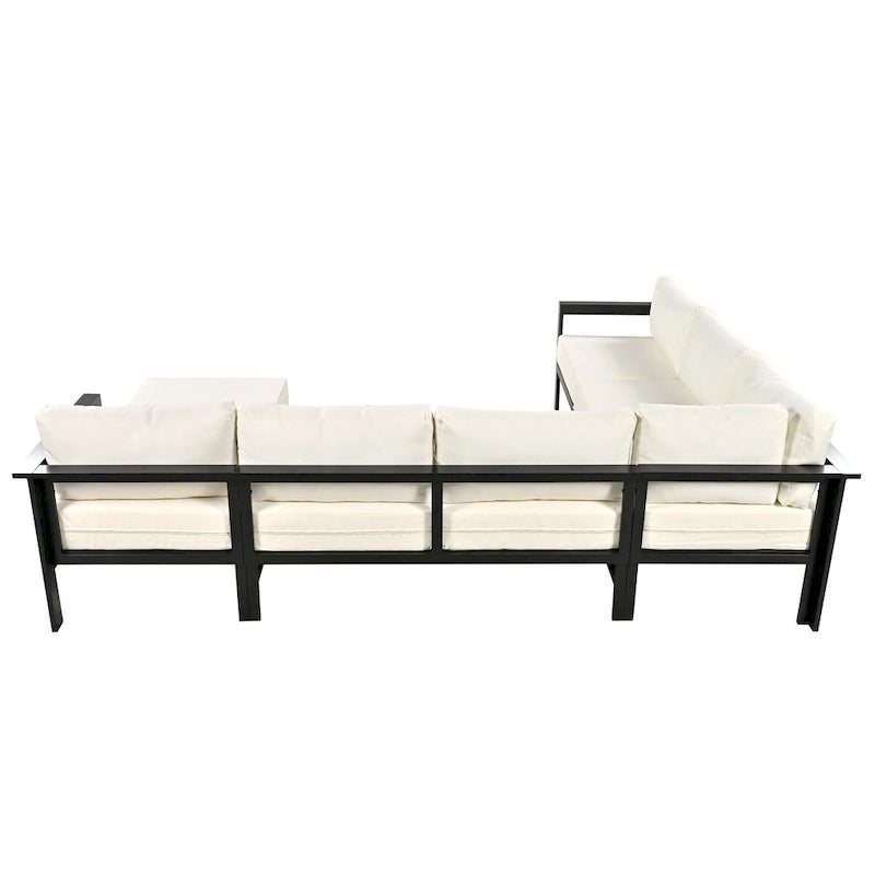 Canapé d'angle d'extérieur en aluminium en forme de U 4 pièces avec coussins