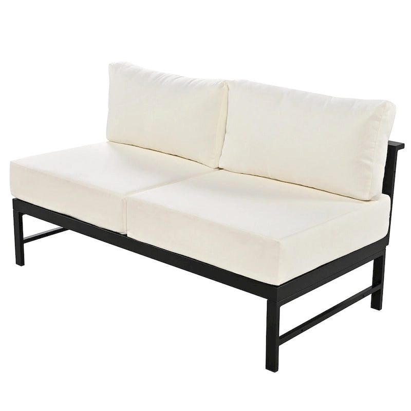 Canapé d'angle d'extérieur en aluminium en forme de U 4 pièces avec coussins