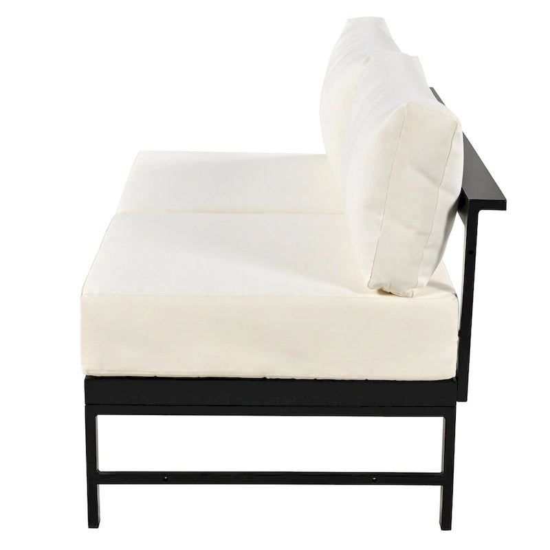 Canapé d'angle d'extérieur en aluminium en forme de U 4 pièces avec coussins
