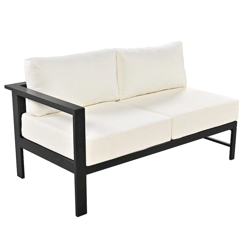Canapé d'angle d'extérieur en aluminium en forme de U 4 pièces avec coussins