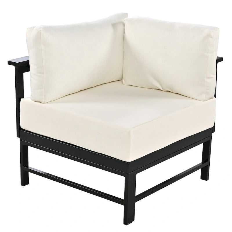 Canapé d'angle d'extérieur en aluminium en forme de U 4 pièces avec coussins