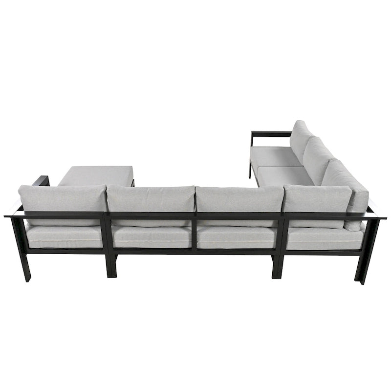 Canapé d'angle d'extérieur en aluminium en forme de U 4 pièces avec coussins