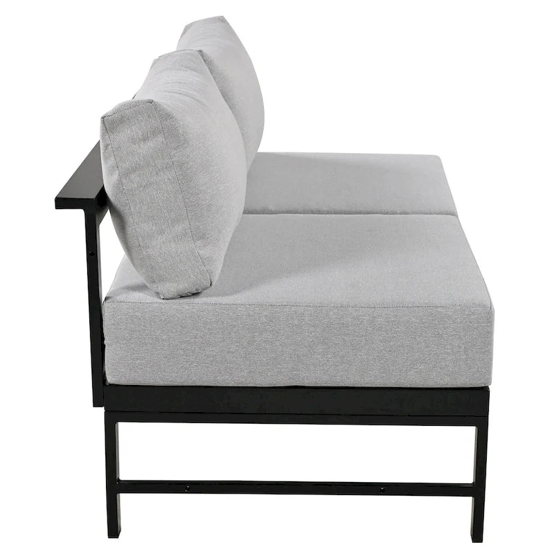 Canapé d'angle d'extérieur en aluminium en forme de U 4 pièces avec coussins
