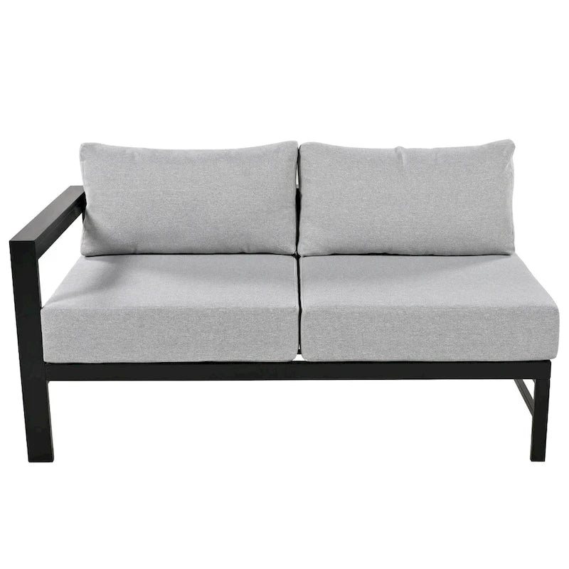 Canapé d'angle d'extérieur en aluminium en forme de U 4 pièces avec coussins