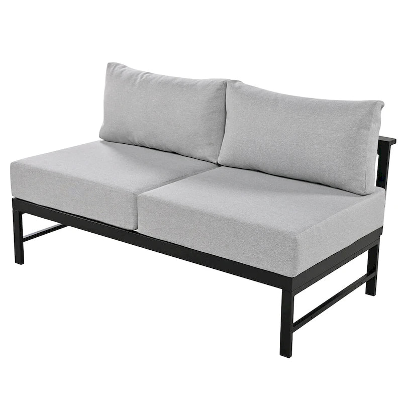 Canapé d'angle d'extérieur en aluminium en forme de U 4 pièces avec coussins
