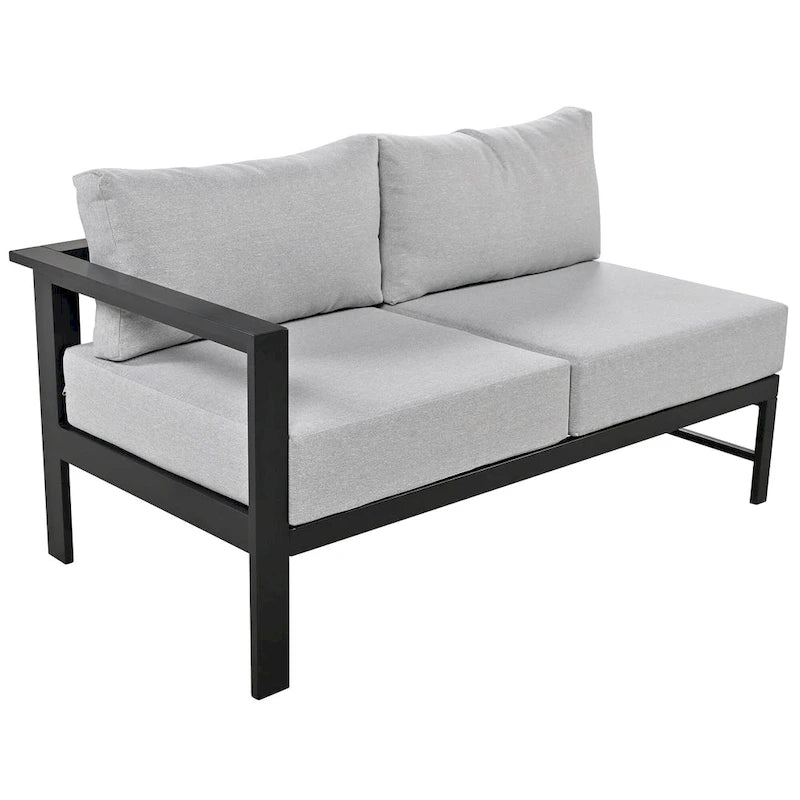Canapé d'angle d'extérieur en aluminium en forme de U 4 pièces avec coussins
