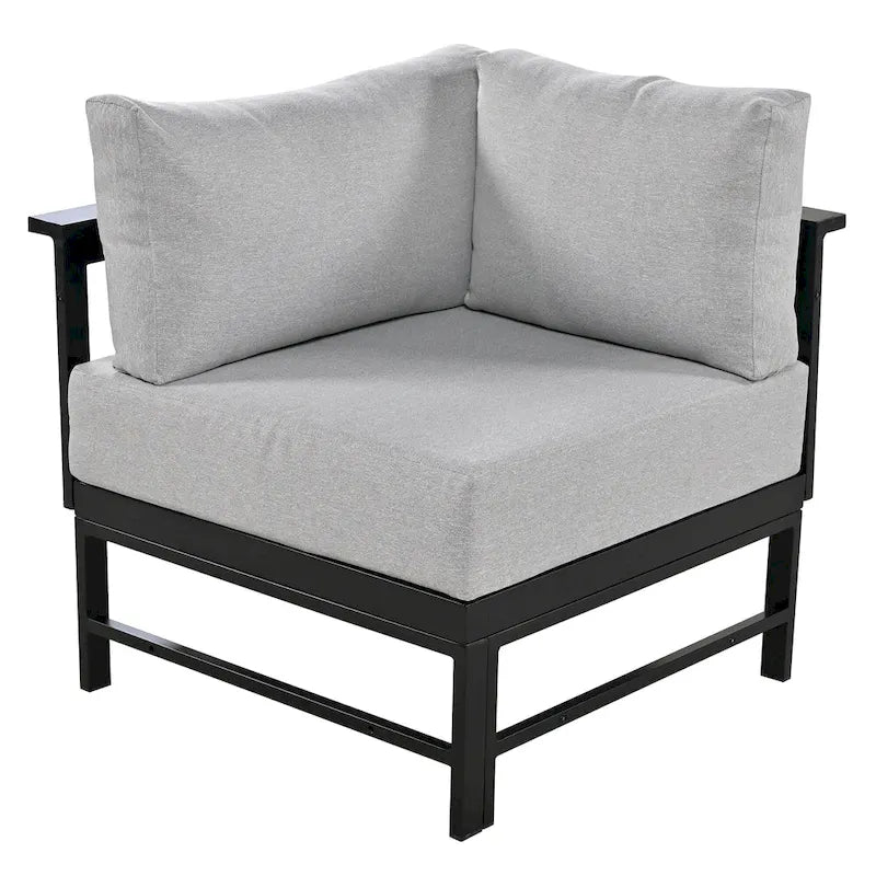 Canapé d'angle d'extérieur en aluminium en forme de U 4 pièces avec coussins