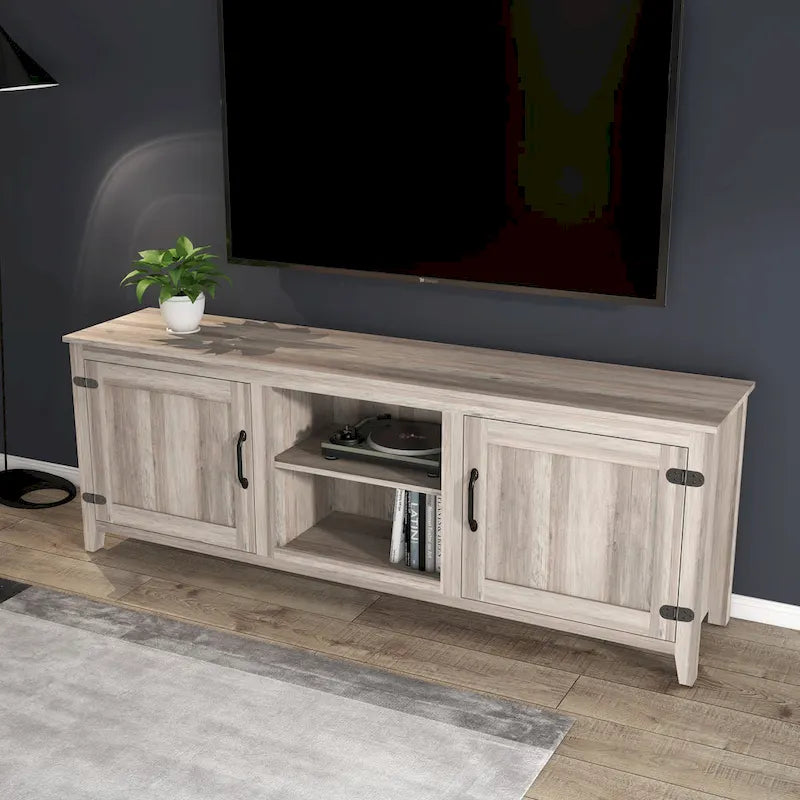 Meuble TV de 178 cm avec portes et rangement ouvert pour téléviseurs jusqu'à 60 pouces