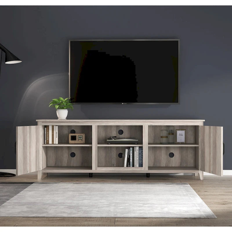 Meuble TV de 178 cm avec portes et rangement ouvert pour téléviseurs jusqu'à 60 pouces