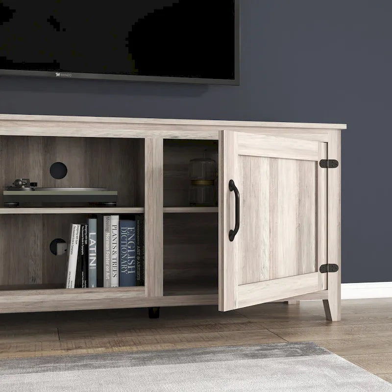 Meuble TV de 178 cm avec portes et rangement ouvert pour téléviseurs jusqu'à 60 pouces
