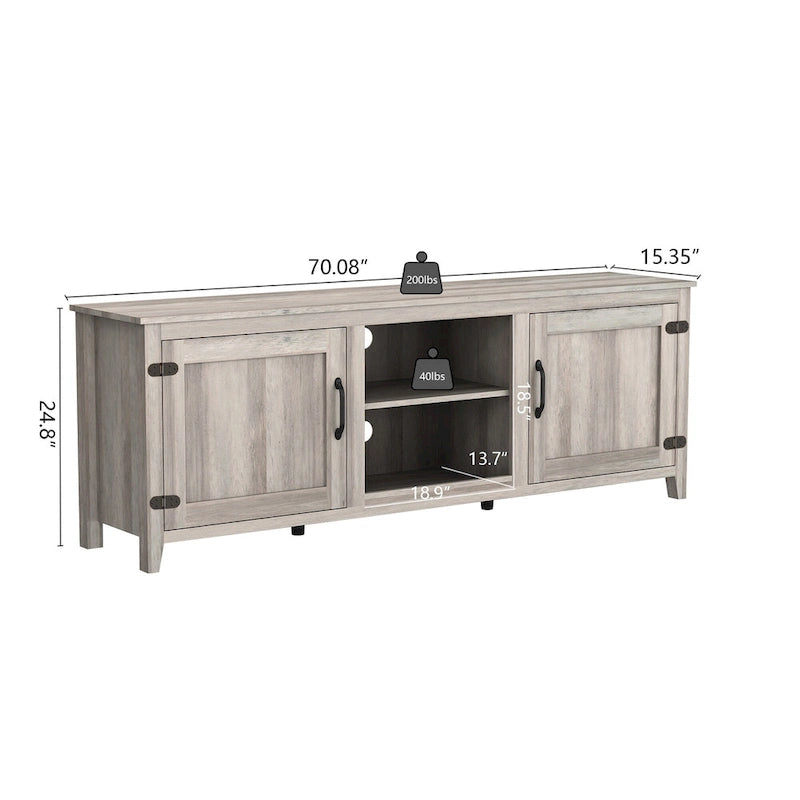 Meuble TV de 178 cm avec portes et rangement ouvert pour téléviseurs jusqu'à 60 pouces