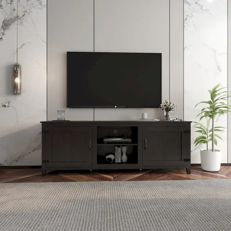 Meuble TV de 178 cm avec portes et rangement ouvert pour téléviseurs jusqu'à 60 pouces