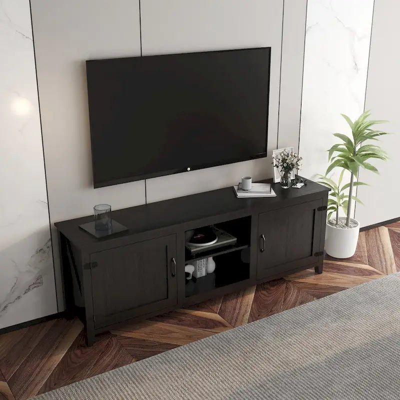 Meuble TV de 178 cm avec portes et rangement ouvert pour téléviseurs jusqu'à 60 pouces