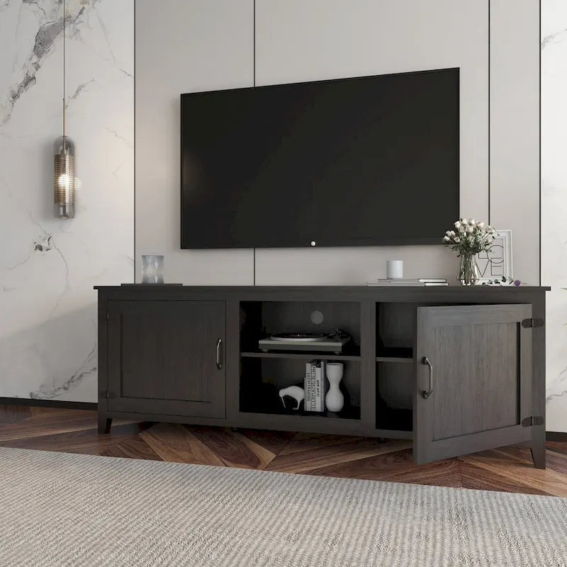 Meuble TV de 178 cm avec portes et rangement ouvert pour téléviseurs jusqu'à 60 pouces