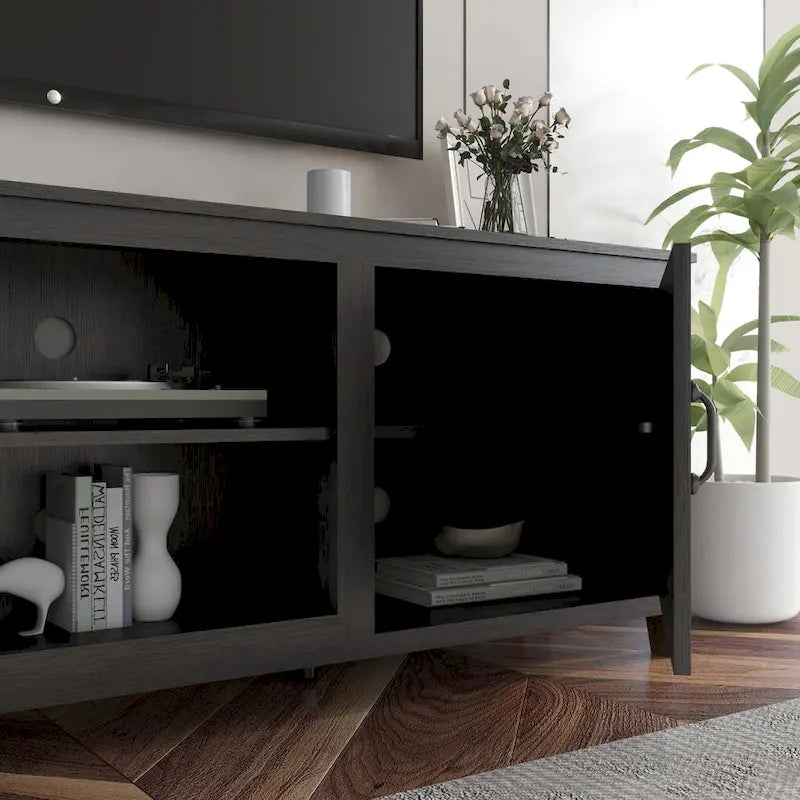 Meuble TV de 178 cm avec portes et rangement ouvert pour téléviseurs jusqu'à 60 pouces
