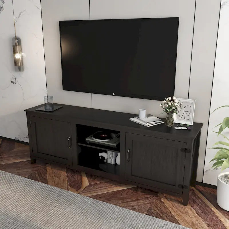 Meuble TV de 178 cm avec portes et rangement ouvert pour téléviseurs jusqu'à 60 pouces