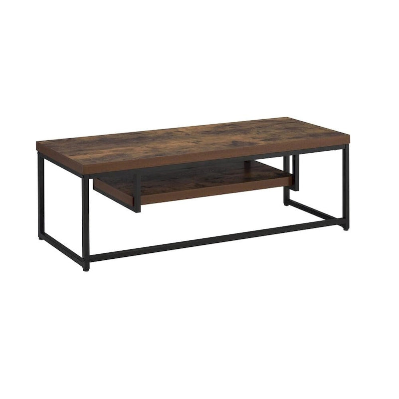 Meuble TV style industriel en chêne avec étagère de rangement et pieds en métal pour salon