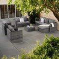 Ensemble de canapé sectionnel 6 pièces en rotin pour patio extérieur avec table basse en verre trempé et 2 fauteuils