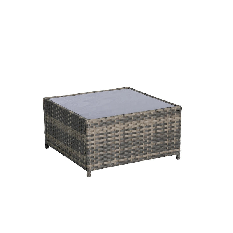 Ensemble de canapé sectionnel 6 pièces en rotin pour patio extérieur avec table basse en verre trempé et 2 fauteuils