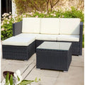 Ensemble de canapé d'angle d'extérieur en rotin synthétique 5 pièces avec table basse et coussins imperméables