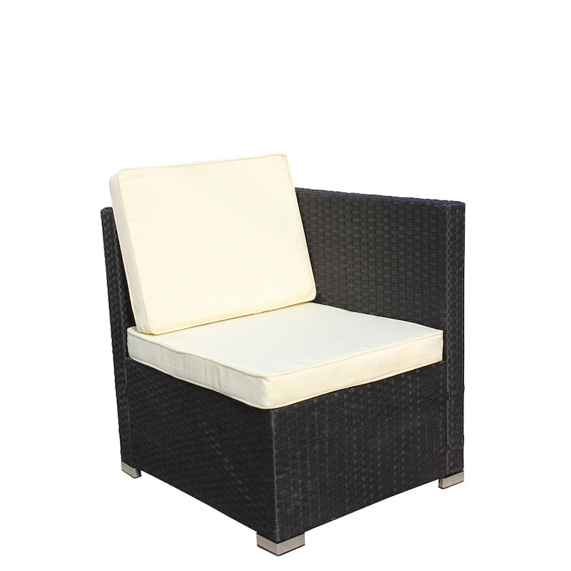 Ensemble de canapé d'angle d'extérieur en rotin synthétique 5 pièces avec table basse et coussins imperméables