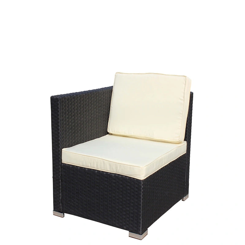 Ensemble de canapé d'angle d'extérieur en rotin synthétique 5 pièces avec table basse et coussins imperméables