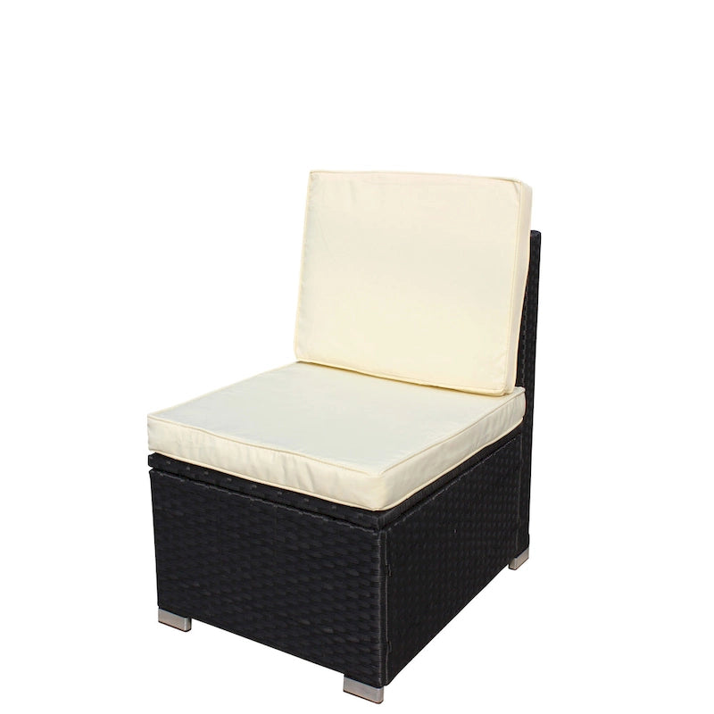 Ensemble de canapé d'angle d'extérieur en rotin synthétique 5 pièces avec table basse et coussins imperméables
